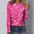 thumbnail image 2 of HKEJIAOI T-Shirts à Manches Longues en Polyester pour Femmes Imprimé Graphique Blouses Habillées Tops Décontractés Manches Longues Col Rond, 2 of 5