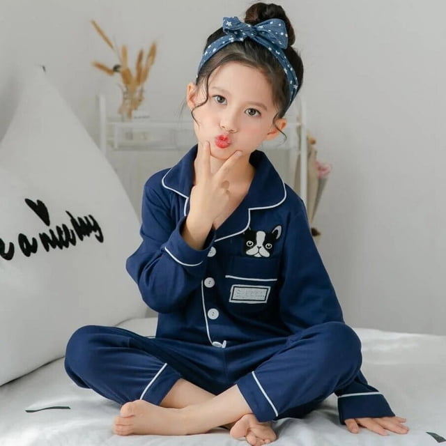 Conjuntos de pijama de manga larga para niños, cárdigans finos para el hogar, ropa de dormir de algodón con bolsillos para Navidad y otoño