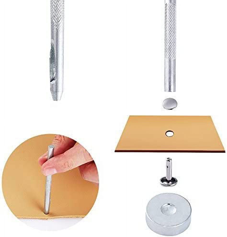 MesaSe 480 Sets 3 Sizes Double Cap Leather Rivets Tubular Metal Studs with 4 Fastener Tools and Punch Pliers for Crafts Shoes Bags Belts Repair Decoration 4 Colors