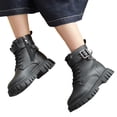 thumbnail image 3 of Platform Boots,Children Boots Comfortable Soft Sole Ankle for Kids Fashion Outdoor Warm Boots for Everyday,Snow Boots for Toddler Boys,01 Black,6-7 Years, 3 of 9