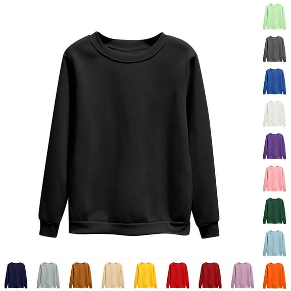 HOMBOM Plain Sweatshirts For Women Trendy Lightweight Crew Neck Black Pullover Long Sleeve Casual Soft Sweatshirt 2XL