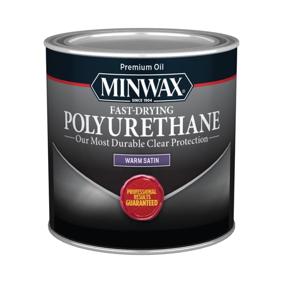 Minwax Fast-Drying Polyurethane, Warm Satin, Clear, 1/2 Pint