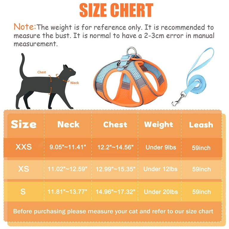 Cat Harness and Leash, Escape Proof Cat Vest Dog Walking Leash and