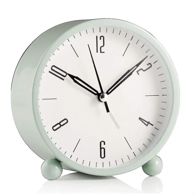 Reloj despertador redondo sin tictac, funciona con pilas y