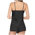 thumbnail image 4 of JGTDBPO Silk Satin Pajamas Set for Women 2 Piece V-Neck Sling Tank Cami Top Shorts Set Loungewear Pajamas Sleepwear Pjs Set Soft Nightwear, 4 of 4