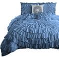 thumbnail image 2 of D.N.G. BEDDINGS 100% Egyptian Cotton 1 Piece Circle Ruffle Comforter with 1 Freebie Ruffle Pillow | 550 GSM Filled Microfiber - Full/Queen Size, Medium Blue Color - 800 Thread Count, 2 of 5
