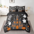 thumbnail image 2 of jejeloiu Spooky Castle Twin Bedding Sets 7-Piece,Happy Halloween Bedding Comforter Set,Cute Ghost Pumpkin Sheet Sets For Child,Microfiber Bedroom Decor Reversible, 2 of 8