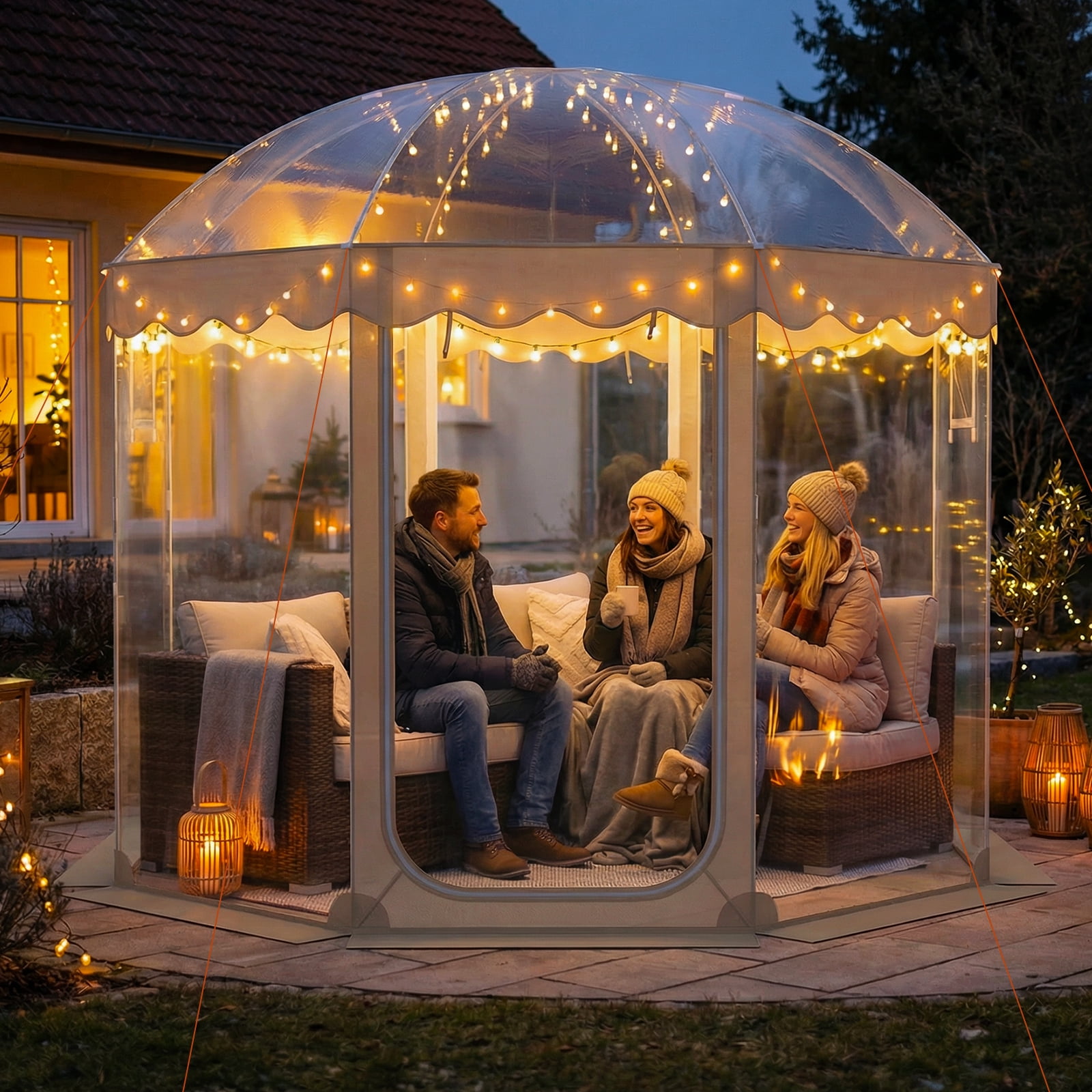 Gymax 10x10ft Pop-Up Bubble Tent for 8-10 People 540 Degree Panoramic Clear PVC For Outdoor