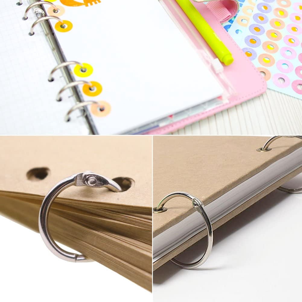 1set 100 Pieces 5 Size Book Rings Loose Leaf Binder Ring Key Chain Key Rings 0.7 Inch 1 Inch 1.2 Inch 1.3 Inch 1.7 Inch Golden