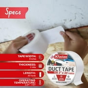 XFasten Super Strong Duct Tape, White, 3 x 30 Yards, Waterproof Duct Tape for Outdoor, Indoor, School and Industrial Use