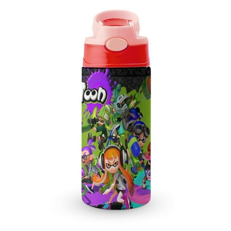 

Splatoon Game Kid s Insulated Water Bottle With Straw Vacuum Stainless Steel Cup Leak-Proof Toddler Thermoses Children Water Cup