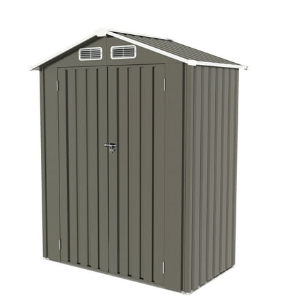 5x3ft Metal Storage Shed, Peaked Roof, Lockable, Outdoor Garden & Bike Storage