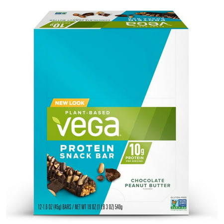 Vega Plant Protein Snack Bar, Chocolate Peanut Butter, 10g Protein, 12
