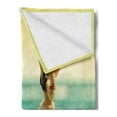 thumbnail image 2 of Hula Girl Soft Flannel Fleece Throw Blanket, Dancer Woman Doll in the Car Accessory Tourism Hawaiian Travel, Cozy Plush for Indoor and Outdoor Use, 50" x 70", Pale Green Turquoise, by Ambesonne, 2 of 5
