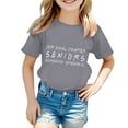 thumbnail image 1 of Hiiyo Big Girls Graduation T-Shirt Letter Print Short Sleeve T Shirt, Grey, 1 of 3