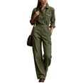 thumbnail image 2 of Edvintorg Jumpsuits for Women Plus Size One Piece Long Sleeve Button Down Romper with Pant Fashion Clothing Women S-3XL Army Green, 2 of 6