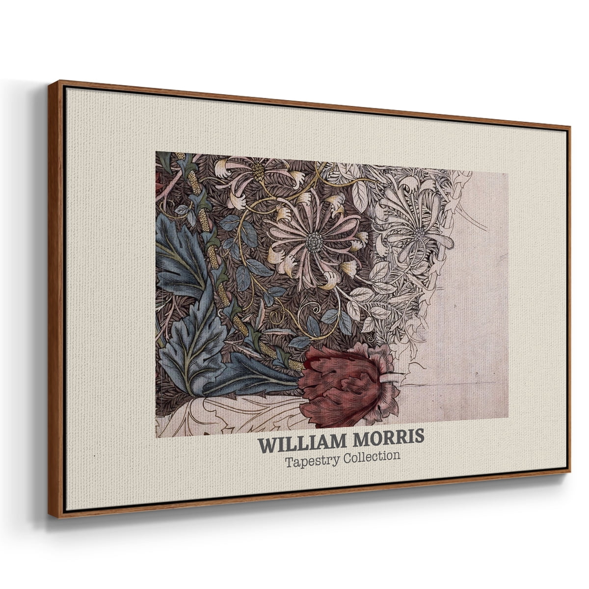 Vintage Abstract Print-XLI Framed in Walnut Wood Gallery Wrapped Canvas 17 in. x 25 in.
