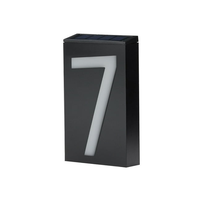 Billuyoard Placa de puerta con luz de número, placa de guía, lámpara de pared Solar, placa, farol de jardín, dirección recargable, alimentado por casa, Electrodomésticos Siete Billuyoard HA073662-08