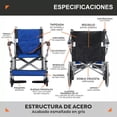 thumbnail image 4 of Silla de Ruedas de Traslado Ligera Plegable con Freno 4x4 azul, 4 of 8