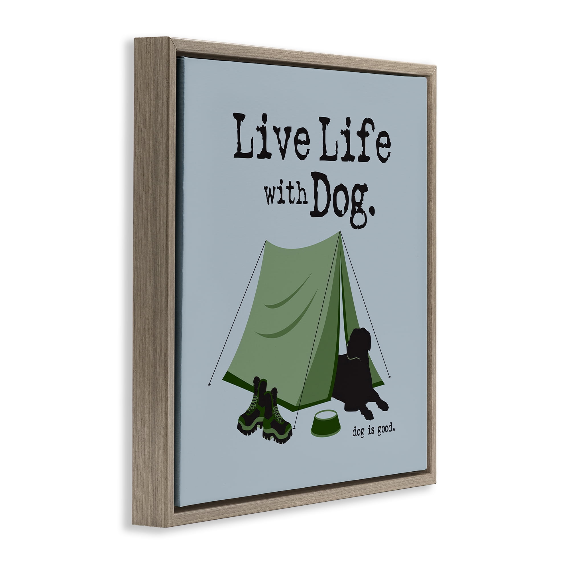 Stupell Industries Camping with Dog Animals Painting Brown Floater Framed Canvas Art Print Wall Art, 25 x 25