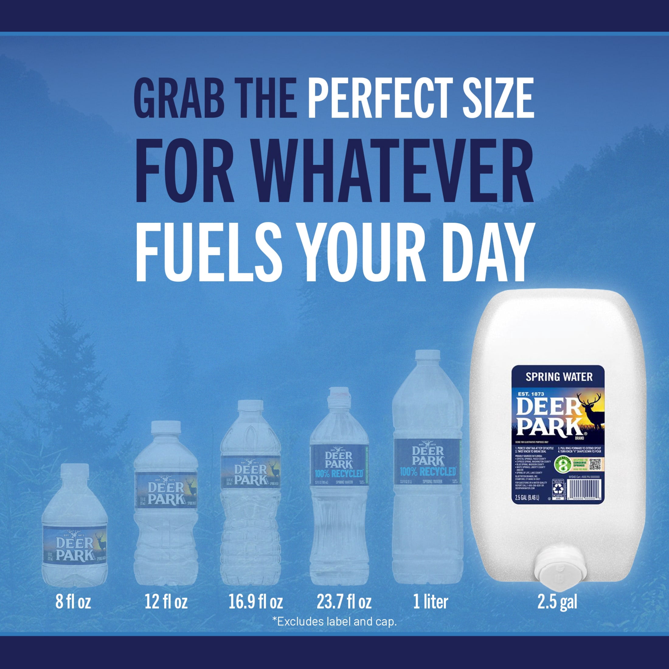 Deer Park Spring Water, 2.5 gal, Single Plastic Jug