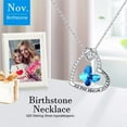 thumbnail image 3 of TINGN Butterfly Birthstone Crystal Necklace 925 Sterling Silver Butterfly Jewelry Mothers Valentines Day Gifts Birthday Chirstmas Gifts for Women Women Daughter, 3 of 7