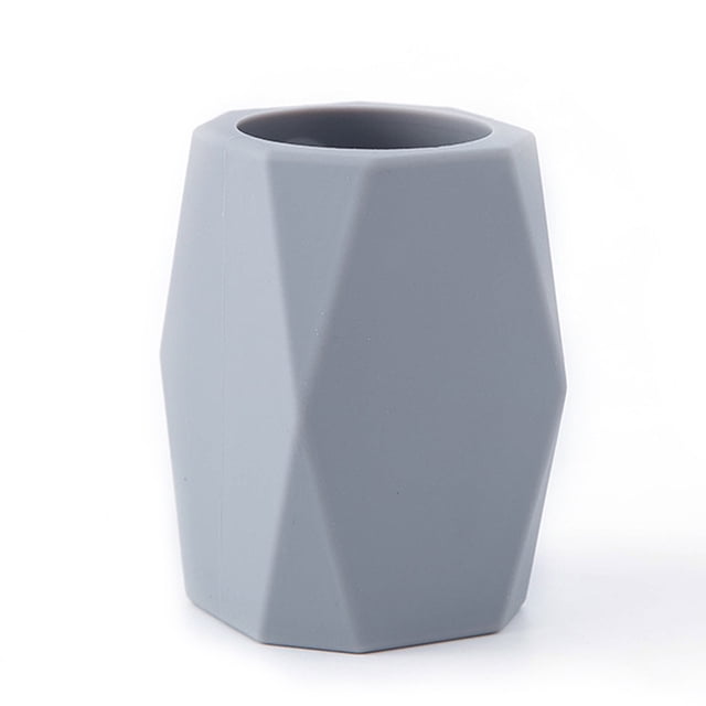FloreceBien - Portalápices de silicona con diseño geométrico para oficina, escritorio, organizador de papelería, soporte para brochas de maquillaje, color gris