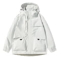 thumbnail image 2 of Sevevn Men Rain Jacket Attached Hood Regular Fit Waterproof Shell Fabric Zip And Snap Placket Chest Zip Pocket Dual Lower Flap Pockets For Hiking Camping Outdoor Wear, 2 of 6