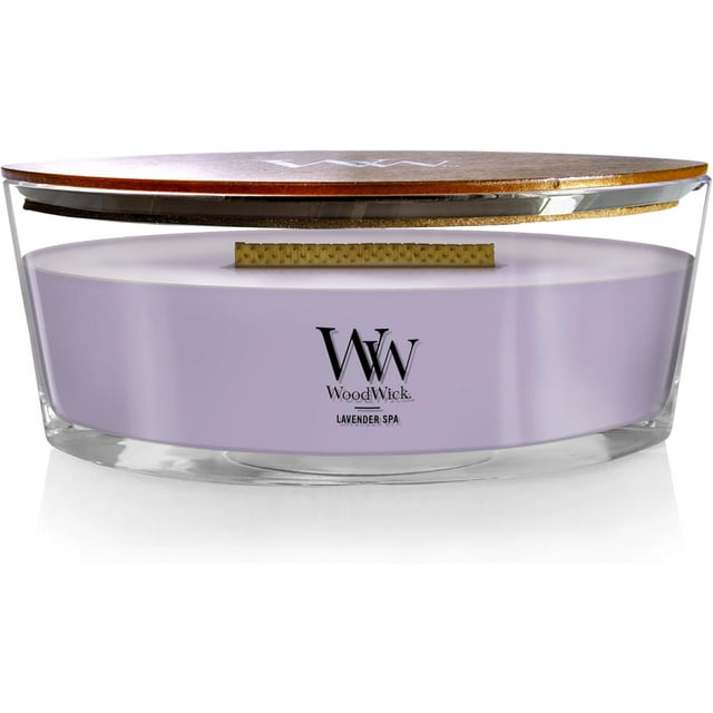 Woodwick Bougie Parfumée Ellipse Lavande Spa 16oz / jusqu'à 50 Heures de Combustion