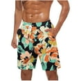 thumbnail image 2 of Axiiglly Mens Swim Trunks Bathing Suit Board Shorts Plus Size Vacation Hawaiian Shorts with Pockets Summer Drawstring Beach Shorts Casual Swimwear Surfing, 2 of 6