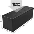 thumbnail image 3 of Safeplus Folding Storage Ottoman Bench, 45" Large Ottoman Space-Saving Bench,Faux Leather Storage Chest with Memory Foam,Footrest Padded Stool Seat for Bedroom Toy Chest, Black,Leather, 3 of 15