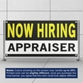 thumbnail image 3 of Now Hiring Appraiser 13 oz Heavy Duty Vinyl Banner Appraiser Jobs Available Appraiser Help Wanted Sign for Business Indoor/Outdoor Single-Sided with Metal Grommets (2x5 ft, Bk & Wh & Ye), 3 of 6