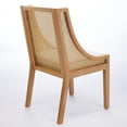 thumbnail image 6 of Dining Chairs Rattan Dining Chairs, Solid Wood Frame with Decorative Armrests, Linen Upholstered Seat, Rustic Wooden Style Side Chairs for Kitchen, Dining Room, Living Room, Natural Finish,Beige,Sing, 6 of 27