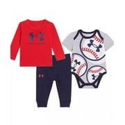 Under Armour Baby Boys Red 3 Piece Joggers Set, 3/6 Months