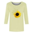 thumbnail image 4 of CEHVOM T-shirt Imprimé Mode pour Femmes Manches 3/4 Mi-Longues Blouse Col Rond Tops Décontractés Liquidation, 4 of 4