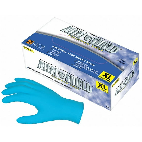 Mcr Safety Disposable Gloves,Nitrile,2XL,PK100  6015XXL