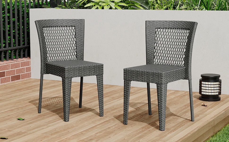 Euroco Euroco FARLEY STACKING SIDECHAIR,Set of 2,KD,GREY