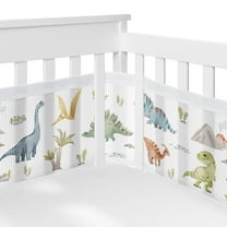 Sweet Jojo Designs   BreathableBaby Watercolor Dinosaur Dino Multicolor Breathable Mesh Crib Liner Pad