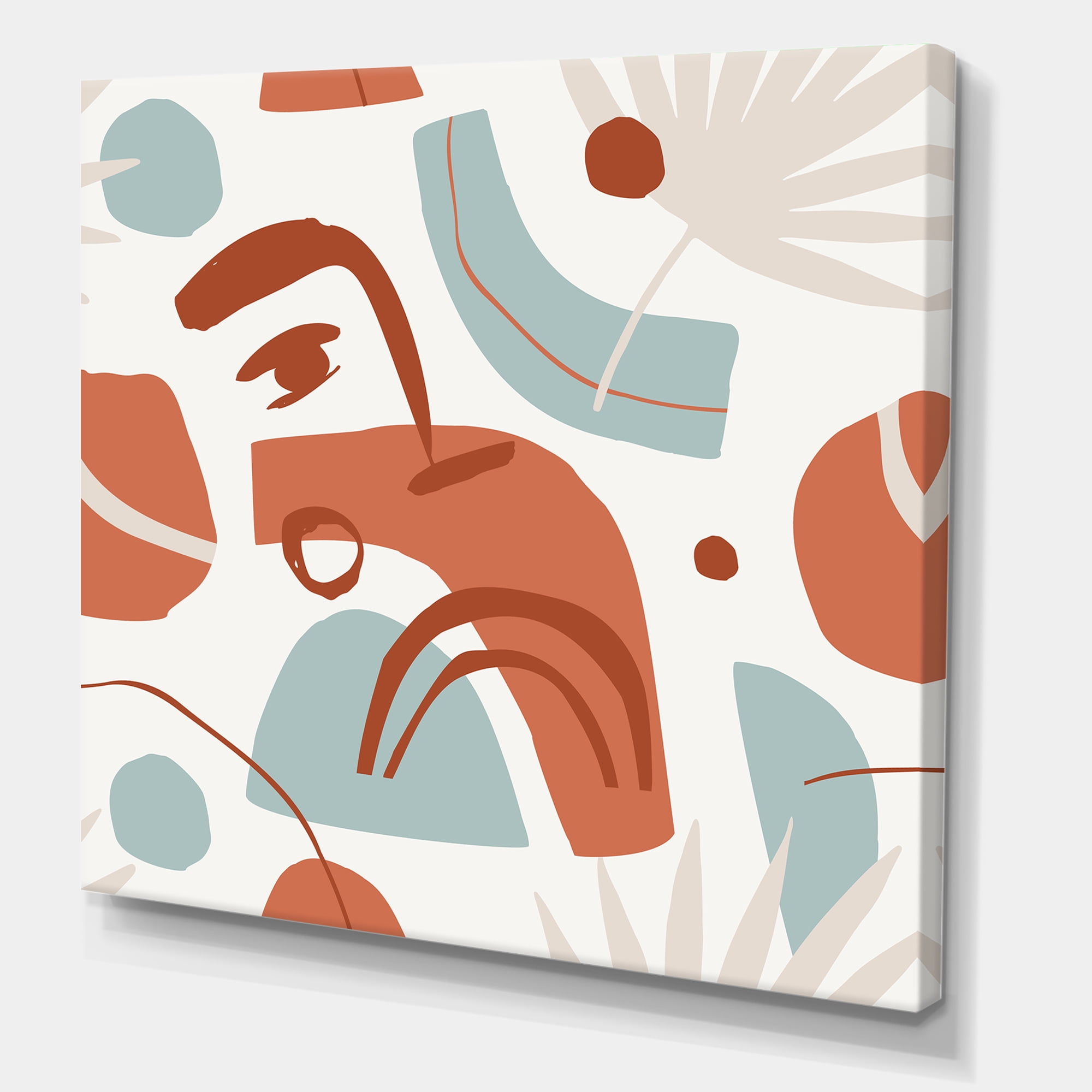 Designart ' Tropical Palm Leaves With Geometrical Shapes ' Modern Canvas Wall Art Print