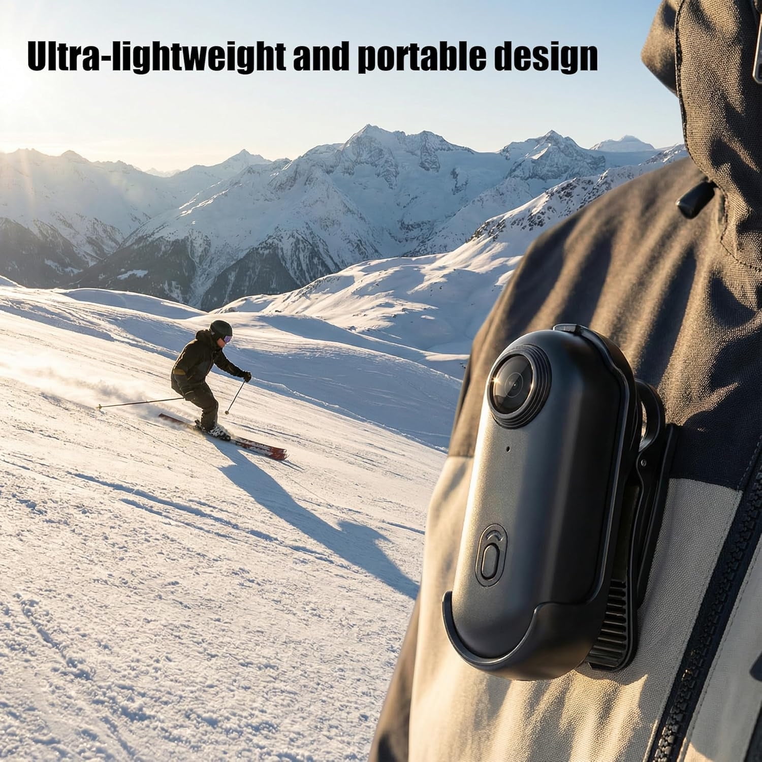 Sulaicai Mini Wearable Action Camera, HD Outdoor Sports Video Camera with 360° Rotation Lens, Portable Recording Cam for Cycling, Diving and Adventure (Black, Without Memory Card)