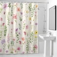 thumbnail image 2 of Spring Summer Flower Shower Curtain, Eucalyptus Leaves Countryside Retro Waterproof Shower Curtain Set with 12 Hooks Lightweight Bath Curtains Fabric Bathroom Decor 36x72 Inches, 2 of 9