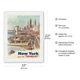 thumbnail image 2 of New York City - Travel by Boat (Par La Transat) - Vintage Travel Poster by Albert Brenet c.1950s - Japanese Unryu Rice Paper Art Print (Unframed) 17 x 22 in, 2 of 4