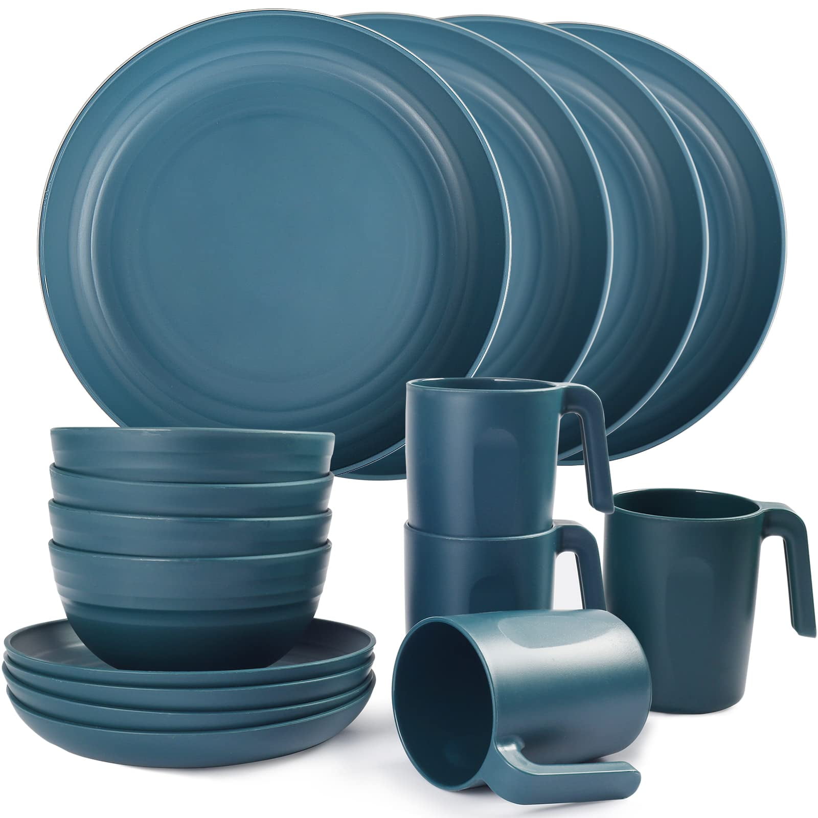 Northeast Home Goods Blue and White Swirl Polypropylene Dinnerware (Set of  4 Dinner Plates) 