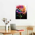 thumbnail image 3 of EastSmooth Abstract Rose Flowers Wall Art Colorful Rose Graffiti Canvas Painting Rainbow Flower Bloom Closeup Picture Framed Artwork for Living Room Bathroom Bedroom Home, 3 of 5