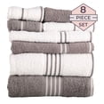 thumbnail image 3 of Lavish Home 8-Piece 100% Cotton Complete Bath Towels Set, White and Silver, 3 of 8