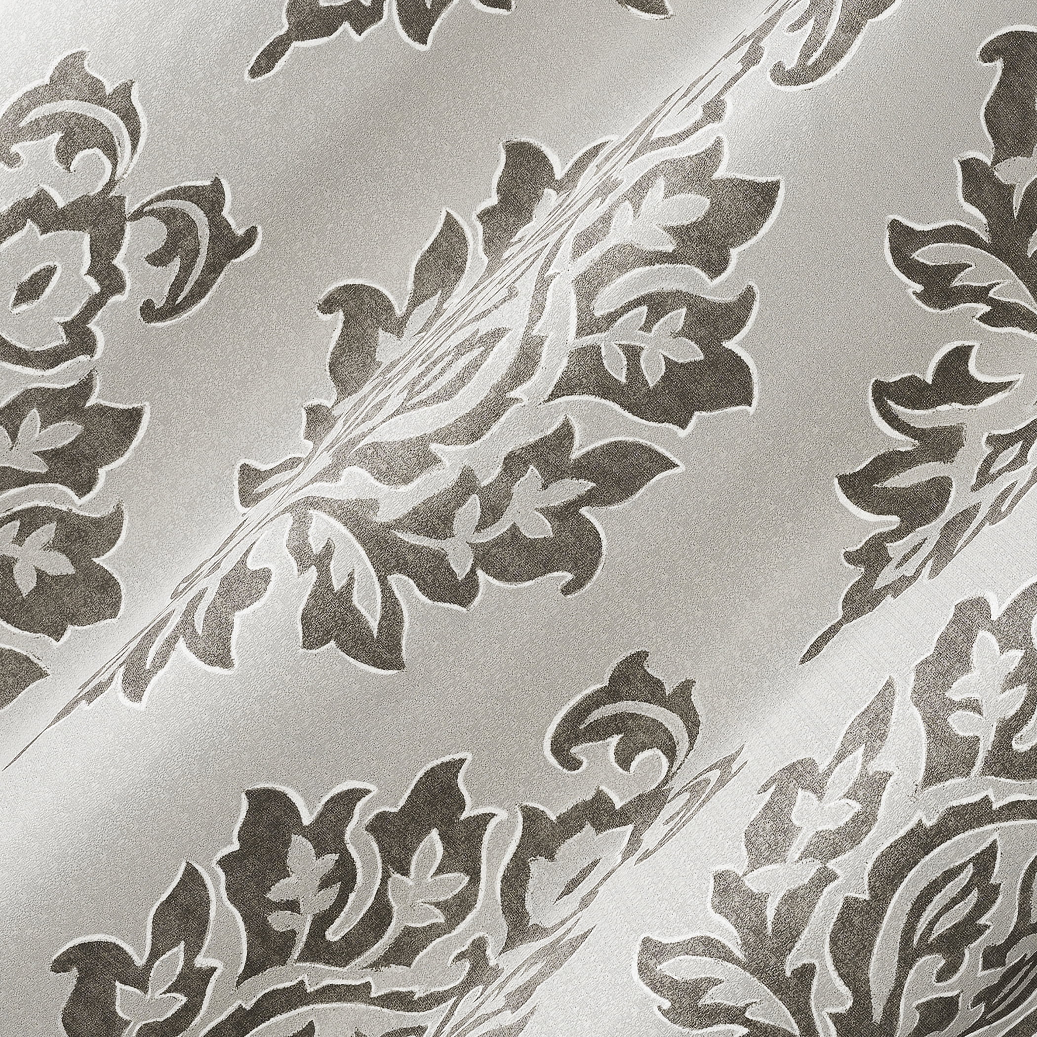 Sun Zero Arlo 2-Piece Textured Thermal Insulated Room Darkening Grommet Curtain Panel Pair, Brown Damask, 40"W x 63"L