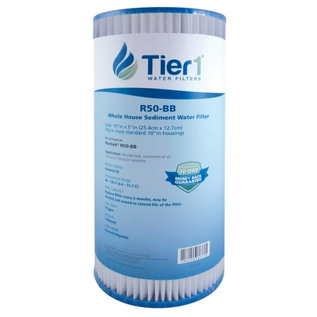 

Tier1 50 Micron 10 Inch x 4.5 Inch | Pleated Polyester Whole House Sediment Water Filter Replacement Cartridge | Compatible with Pentek R50-BB 155053-43 SPC-45-1050 Home Water Filter