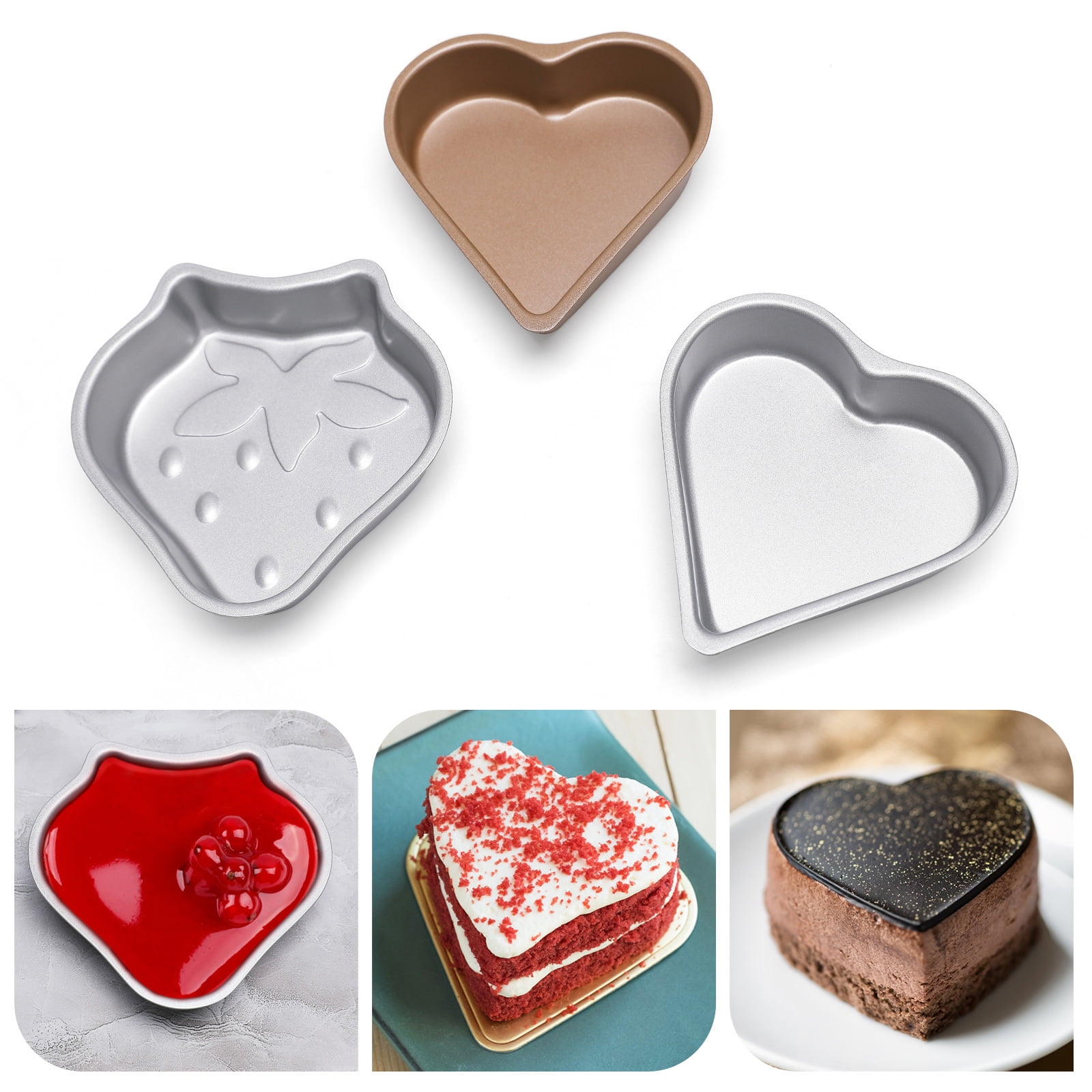Aluminum Foil Cake Pan Heart Shaped Cupcake Cup with Lids 100 ml/ 3.4  ounces Disposable Mini Baking Cups Pan with Lid for Valentine Mother's Day  Wedding Christmas Birthday 