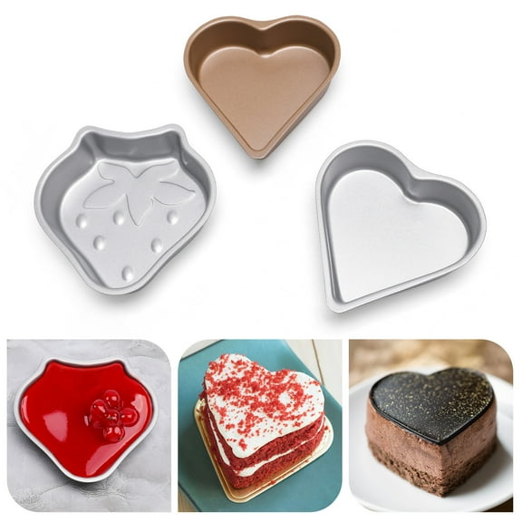 3pcs Cake Pan, Heart Shaped Cake Pans for Baking, Mini Aluminum Foil Pans for Valentine's Day Wedding Mother's Day Parties