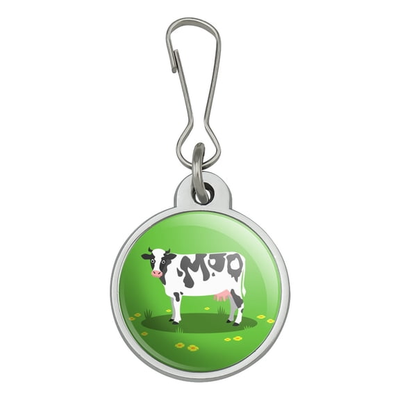 Dairy Cow In Field with Flowers Jacket Handbag Purse Luggage Backpack Zipper Pull Charm